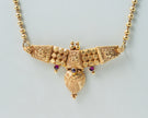 Gold-Plated Long Beaded Necklace Set with Traditional Pendant & Matching Earrings