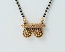 Single-Line Black Bead Mangalsutra Set with Gold-Plated Beaded Pendant & Stud Earrings