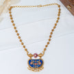 Antique Gold-Plated Double Fish Necklace with Blue Meenakari Pendant & Pearl Drops