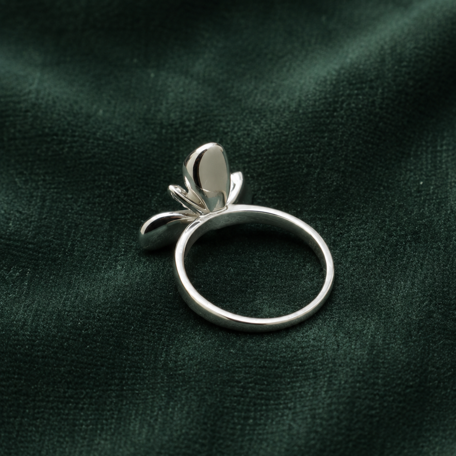Pearl Blossom Ring Elegant Floral Statement Rings