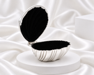 Silver Plated Shell Jewelry Box with Black Velvet Lining