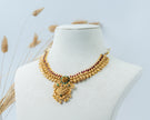 Antique Gold Floral Necklace with Ruby & Emerald Stones – 925 Silver Jewelry