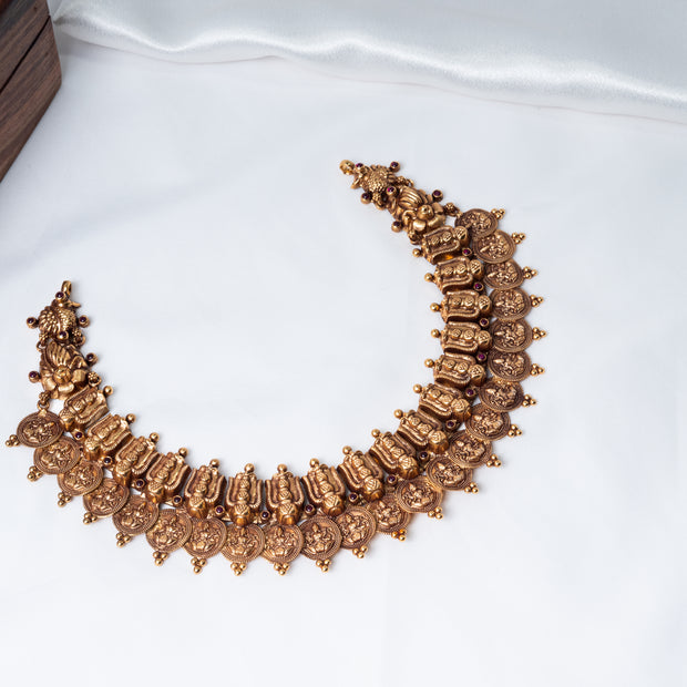 Lakshmi Kasu Gold-Plated 925 Silver Temple Necklace