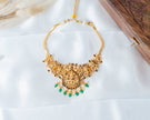 Lakshmi Temple Choker Necklace with Green Beads – 925 Silver Jewelry