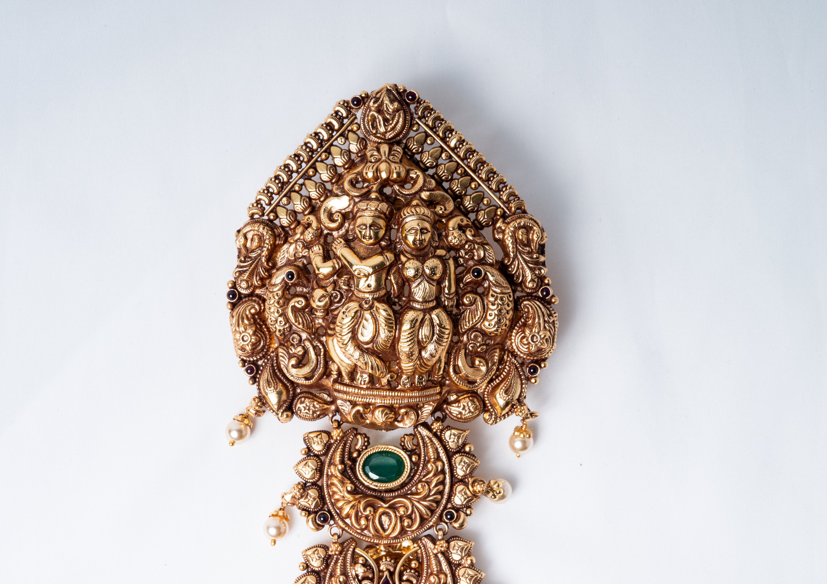 Radha Krishna 925 Silver Temple Long Necklace | Varenya