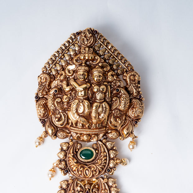 Radha Krishna 925 Silver Temple Long Necklace | Varenya