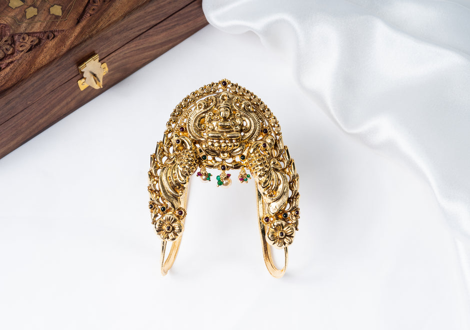 Lakshmi Peacock Gold-Plated 925 Silver Temple Vanki Armlet