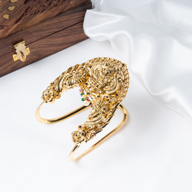 Lakshmi Peacock Gold-Plated 925 Silver Temple Vanki Armlet