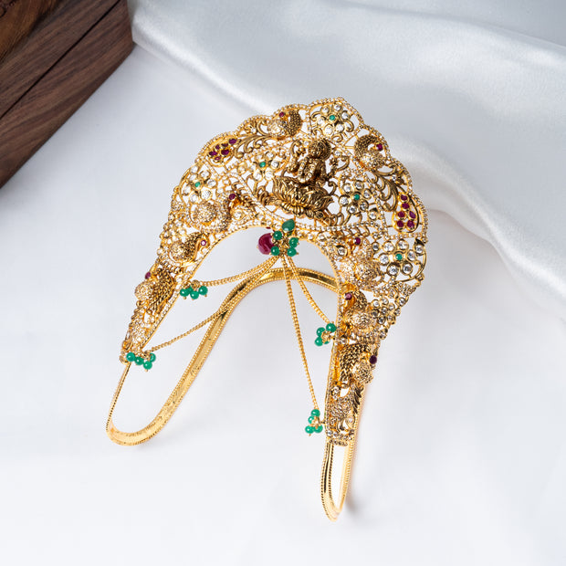 Lakshmi Peacock Gold-Plated 925 Silver Kundan Vanki Armlet