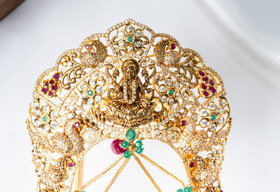 Lakshmi Peacock Gold-Plated 925 Silver Kundan Vanki Armlet