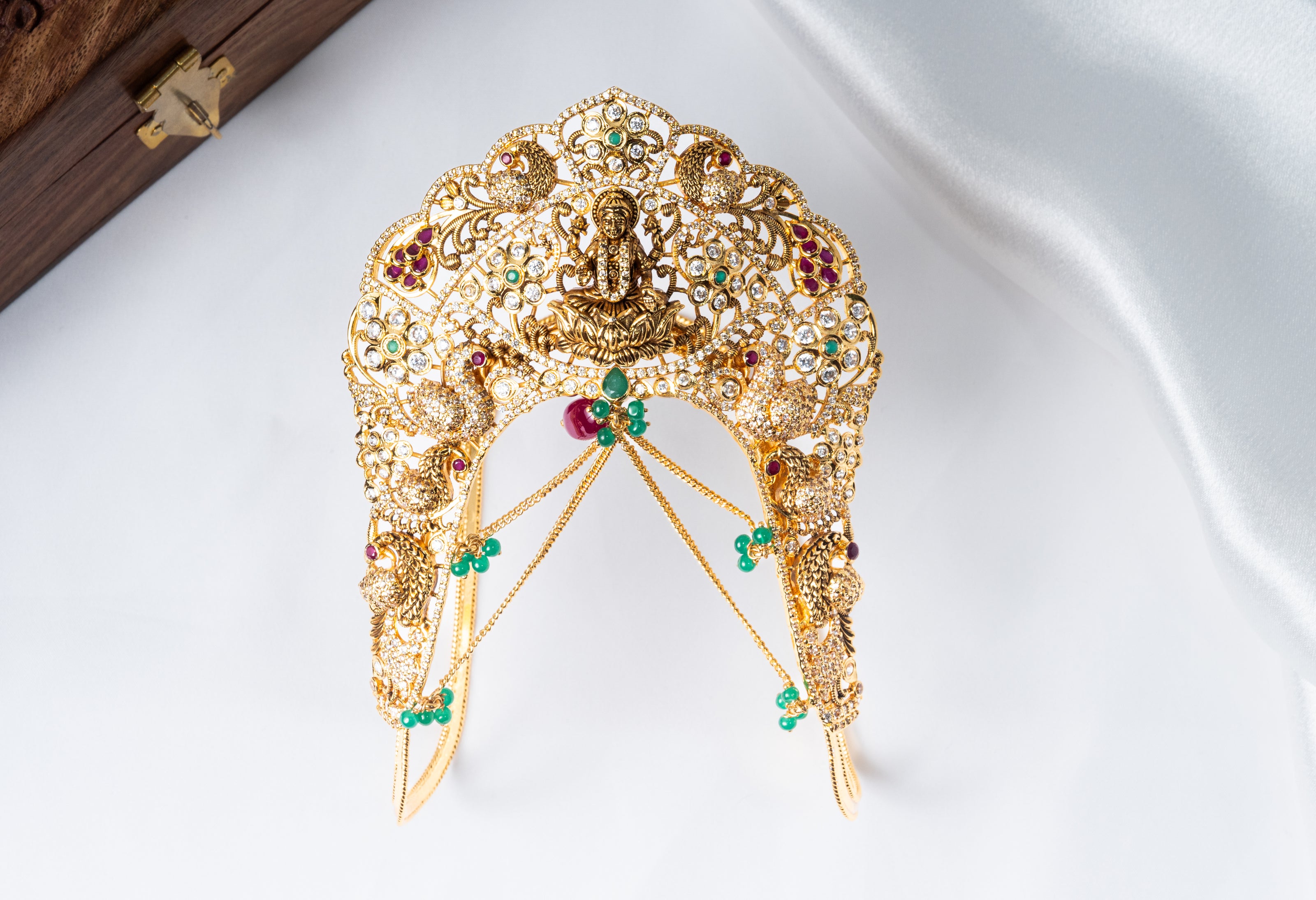 Lakshmi Peacock Gold-Plated 925 Silver Kundan Vanki Armlet