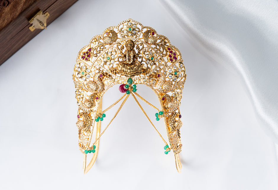 Lakshmi Peacock Gold-Plated 925 Silver Kundan Vanki Armlet