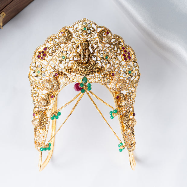 Lakshmi Peacock Gold-Plated 925 Silver Kundan Vanki Armlet