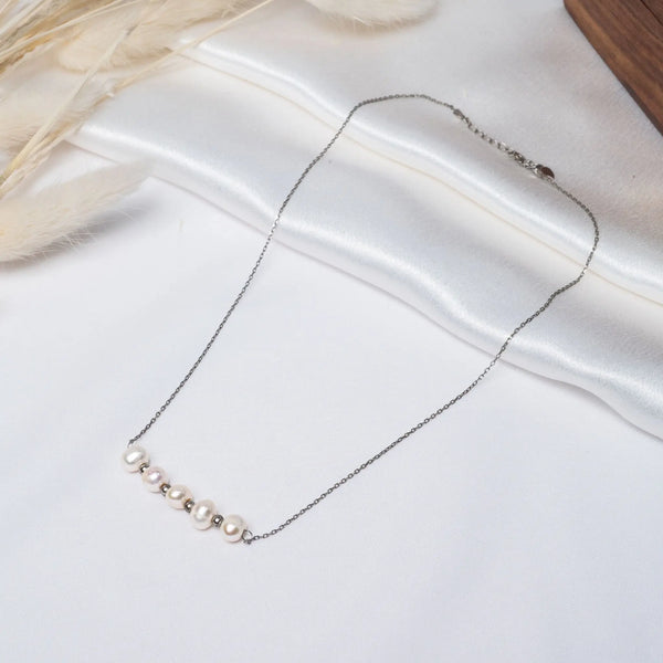 925 Premium Silver 5 Pearl Neck Chain for Women