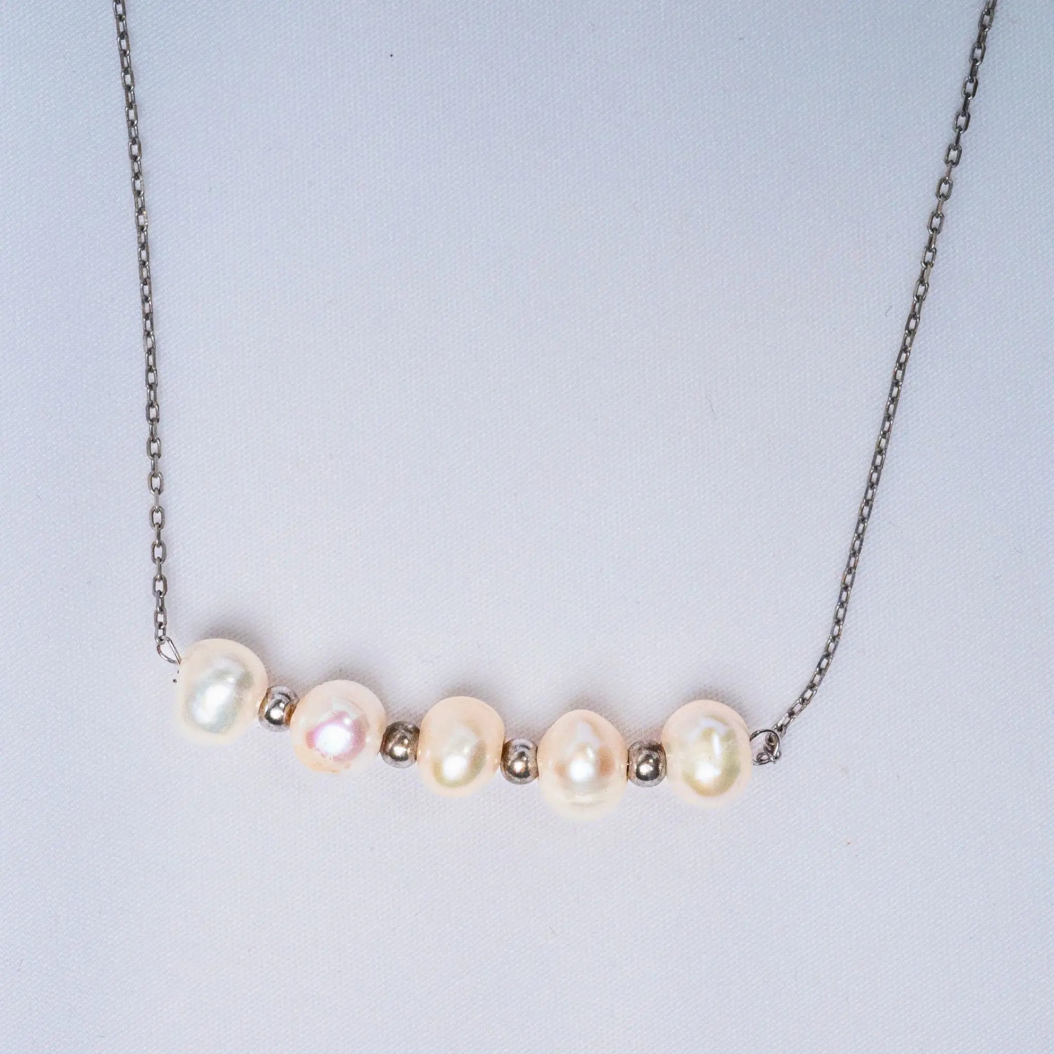 925 Premium Silver 5 Pearl Neck Chain for Women