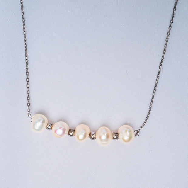 925 Premium Silver 5 Pearl Neck Chain for Women