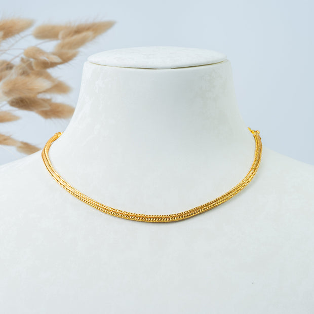 Gold-Plated Double-Layer Wheat Chain Necklace with Adjustable Links