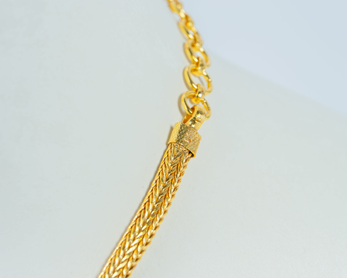 Gold-Plated Double-Layer Wheat Chain Necklace with Adjustable Links