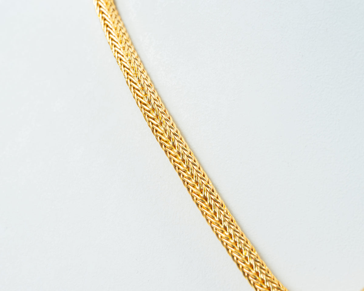 Gold-Plated Double-Layer Wheat Chain Necklace with Adjustable Links