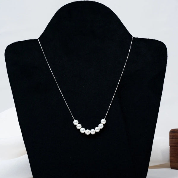 925 Premium Silver 8 Pearl Neck Chain Set