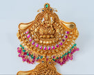 Antique Gold-Plated Lakshmi Temple Bridal Hair Jada with Multicolor Beads