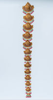 Antique Gold-Plated Lakshmi Temple Bridal Hair Jada with Multicolor Beads
