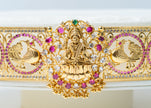 Gold-Plated Lakshmi Peacock Bridal Waist Belt with Ruby & White Stones