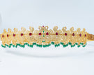 Gold-Plated Peacock Design Bridal Waist Belt with Ruby & Green Stones