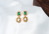 Emerald Green Beaded Gold-Plated 925 Silver Pendant Necklace Set