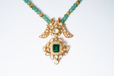 Emerald Green Beaded Gold-Plated 925 Silver Pendant Necklace Set