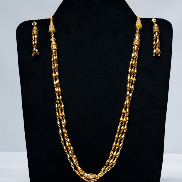 Triple-Layer Gold-Plated 925 Silver Long Chain Necklace Set