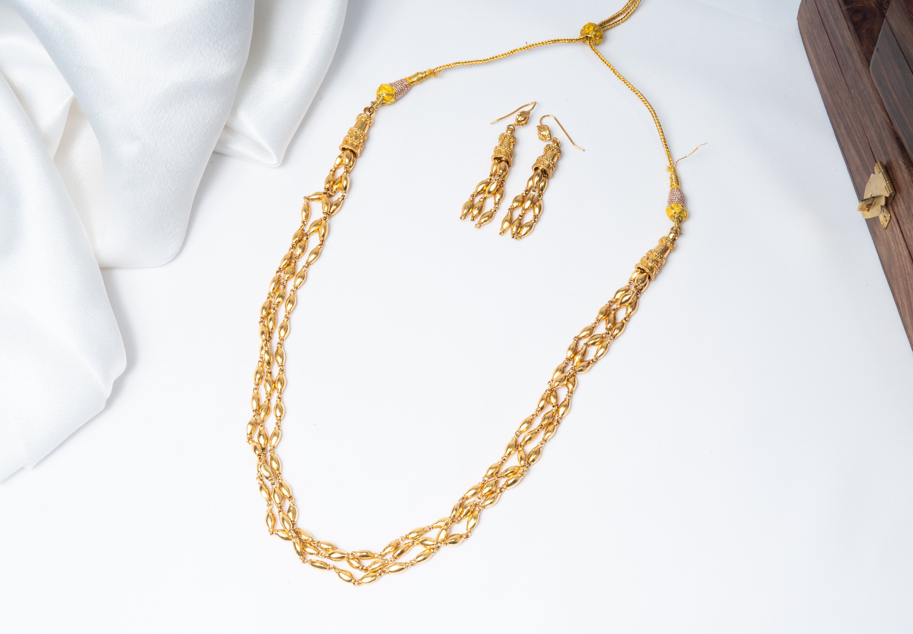 Triple-Layer Gold-Plated 925 Silver Long Chain Necklace Set
