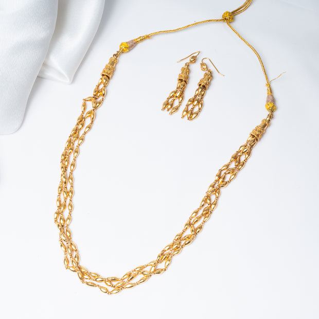 Triple-Layer Gold-Plated 925 Silver Long Chain Necklace Set