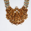 Lakshmi Temple Gold-Plated 925 Silver Haram with Pearls & Green Beads