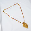A50 Traditional Gold Plated 925 Silver Ruby Beaded Pendant Necklace