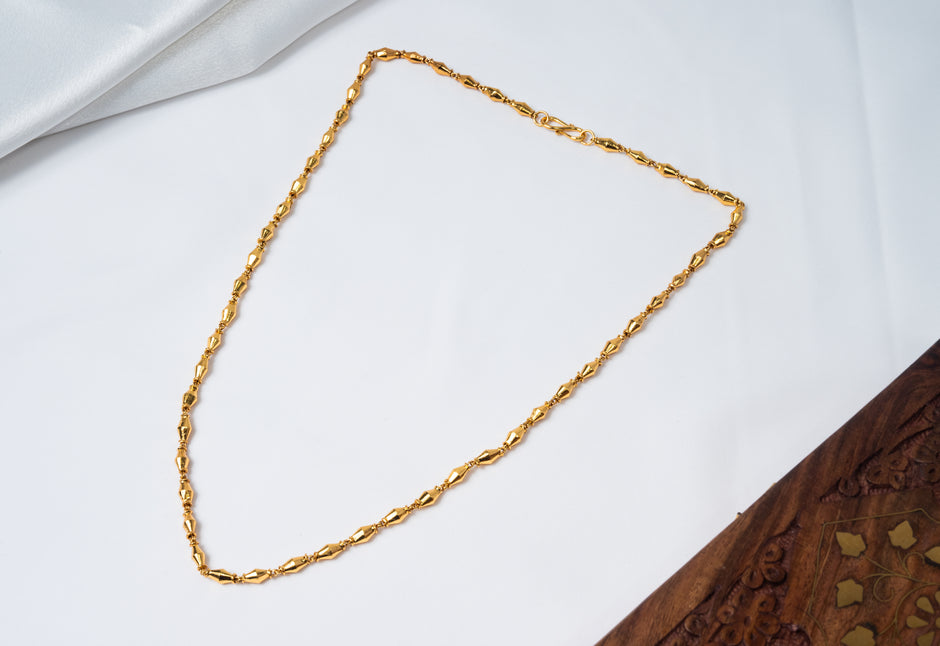 Geometric Gold-Plated 925 Silver Long Chain Necklace | Minimal Traditional Design
