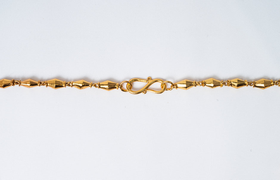 Geometric Gold-Plated 925 Silver Long Chain Necklace | Minimal Traditional Design