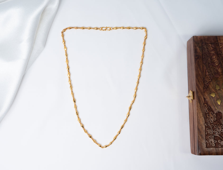 Geometric Gold-Plated 925 Silver Long Chain Necklace | Minimal Traditional Design