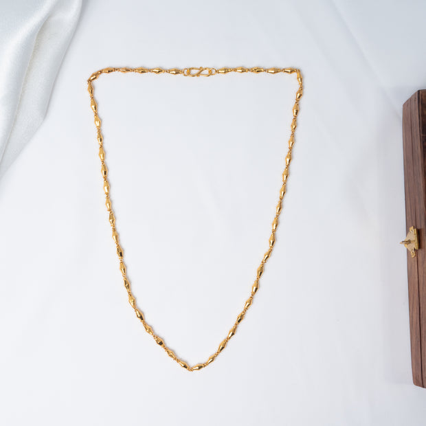 Geometric Gold-Plated 925 Silver Long Chain Necklace | Minimal Traditional Design