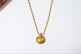 Antique Gold-Plated 925 Silver Long Necklace with Round Kundan Pendant