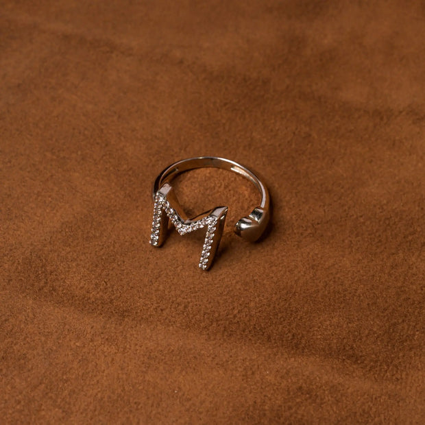 925 Premium Alpha Love CZ Silver Ring