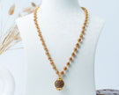 Traditional Rudraksha Mala with Om Pendant – Gold-Tone Spiritual Necklace