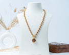 Traditional Rudraksha Mala with Om Pendant – Gold-Tone Spiritual Necklace