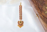 Ruby & White Stone Gold-Plated Traditional Maang Tikka with Green Accent
