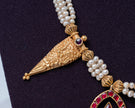 Royal Pearl & Kemp Stone Antique Gold 925 Silver Necklace
