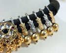 Antique Gold Peacock Motif Black Thread 925 Silver Choker Necklace