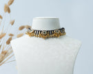 Antique Gold Peacock Motif Black Thread 925 Silver Choker Necklace