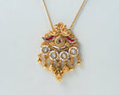 Royal Ruby Pearl Drop Gold-Plated 925 Silver Pendant Necklace & Earrings Set