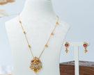 Royal Ruby Pearl Drop Gold-Plated 925 Silver Pendant Necklace & Earrings Set