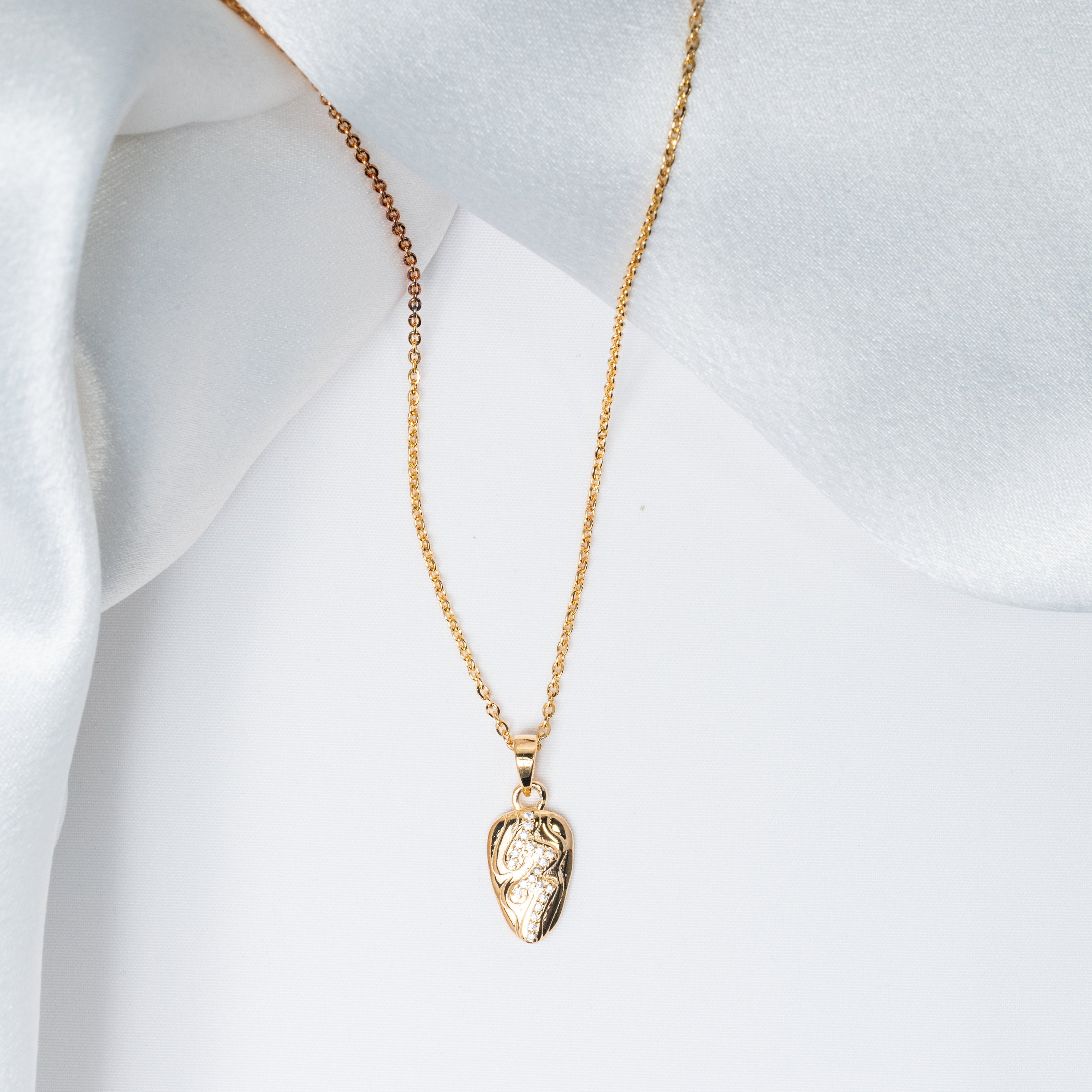 Gold-Plated 925 Sterling Silver Seahorse Pendant Necklace with Stones